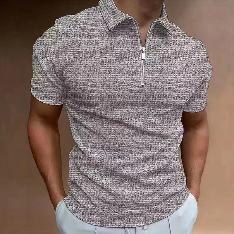 Men's zip polo shirt - modern short sleeve top for everyday wear