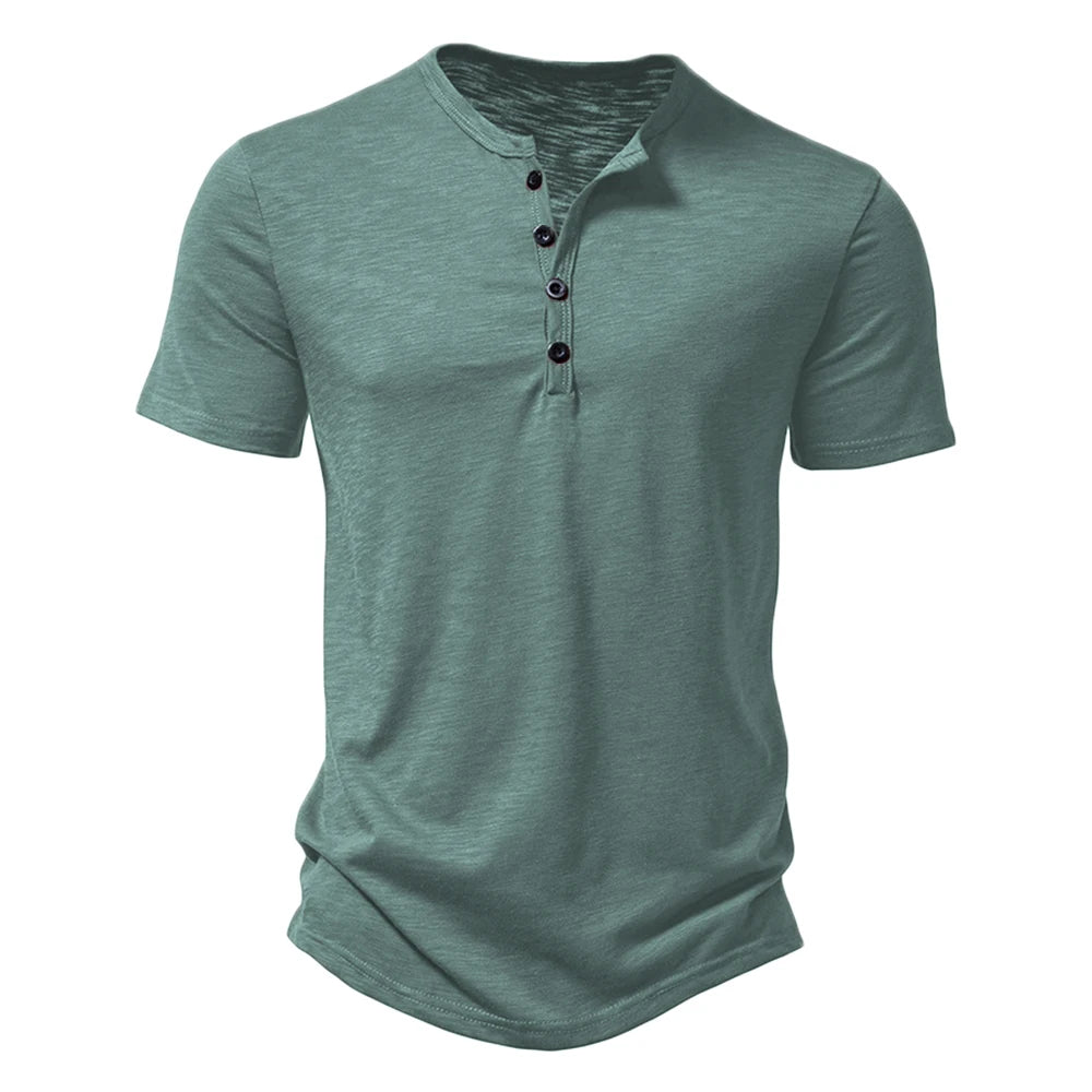 Men's henley t-shirt - lightweight cotton blend top for everyday wear