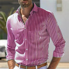 Men's striped casual shirt - classic long sleeve button-up, versatile for office and weekend wear