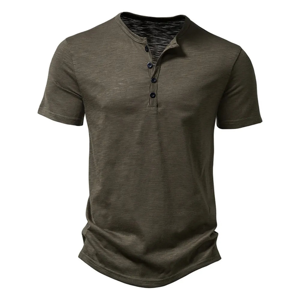 Men's henley t-shirt - lightweight cotton blend top for everyday wear
