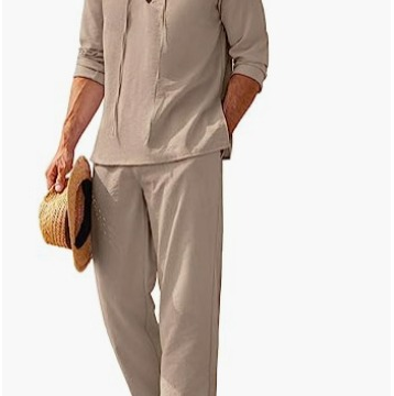 2-piece men's casual set lightweight beach attire - stylish t-shirt and trousers for relaxed days