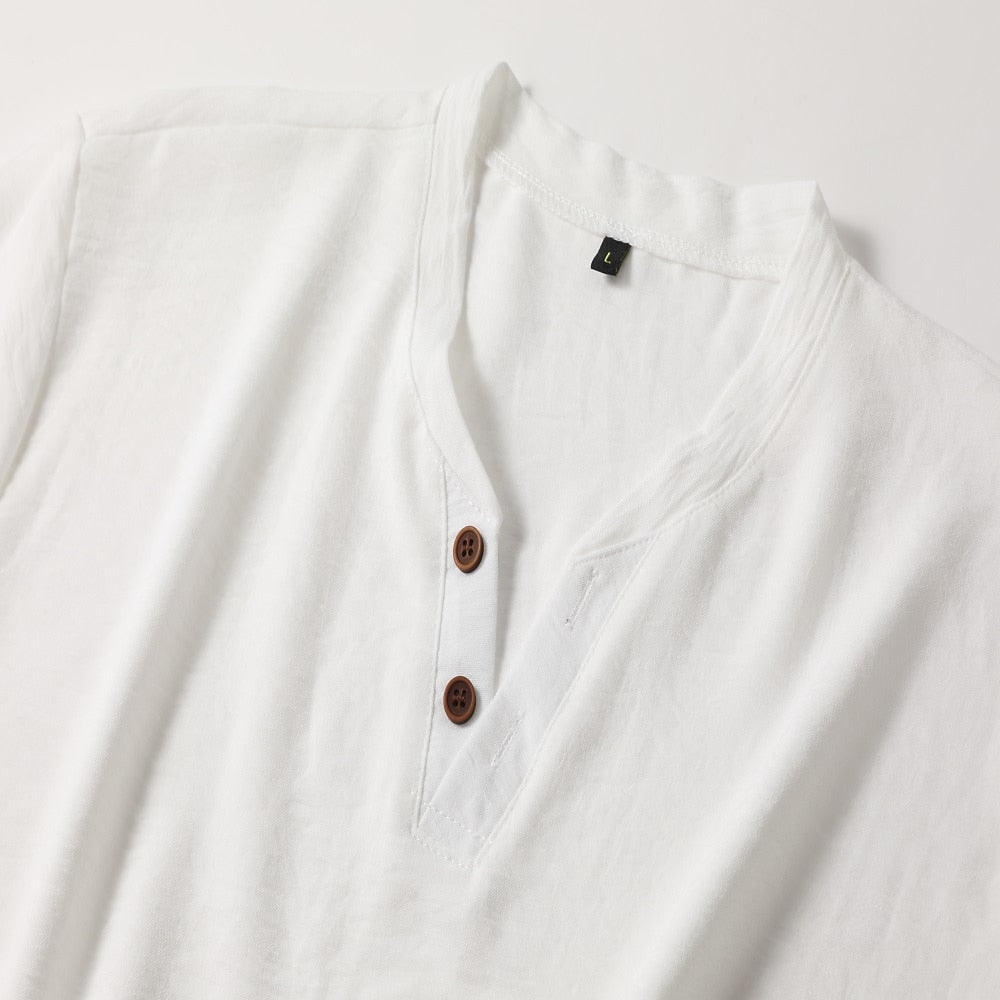 Men's casual henley t-shirt – soft cotton blend top for everyday - stylish short sleeve tee for relaxed outings