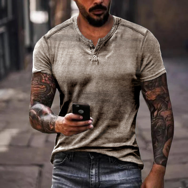 Men's casual henley t-shirt short sleeve - versatile everyday wear for active lifestyles