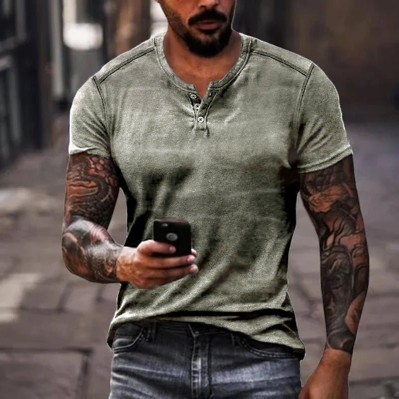 Men's casual henley t-shirt short sleeve - versatile everyday wear for active lifestyles