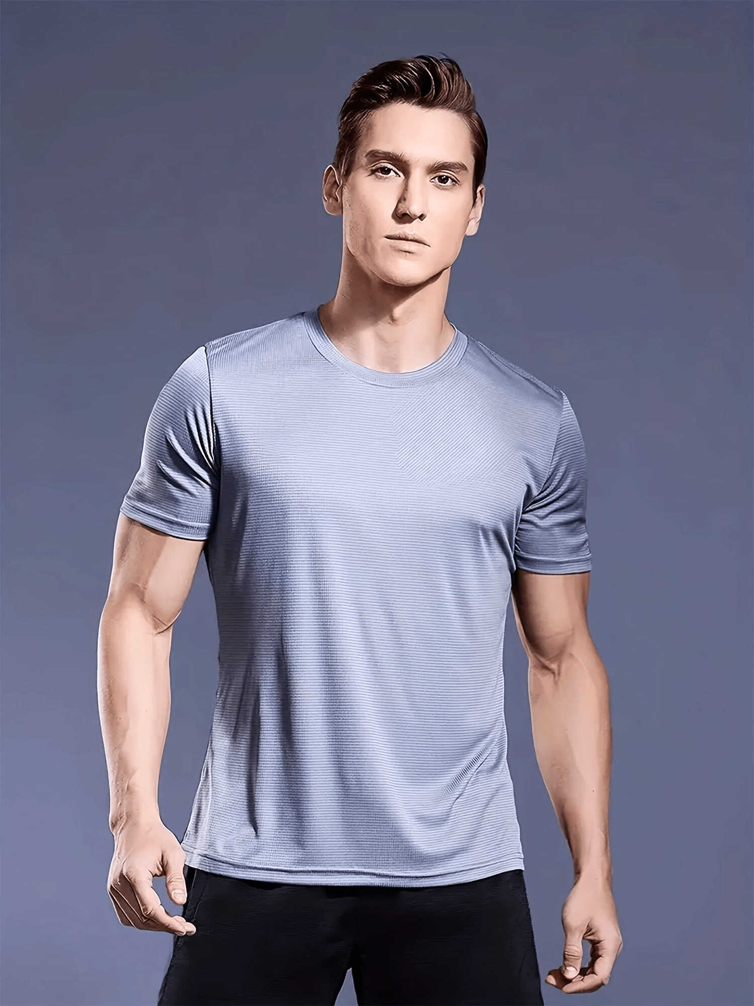 Men's t-shirt quick-dry casual wear - resilient short sleeve black top for active life