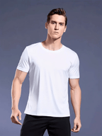 Men's t-shirt quick-dry casual wear - resilient short sleeve black top for active life