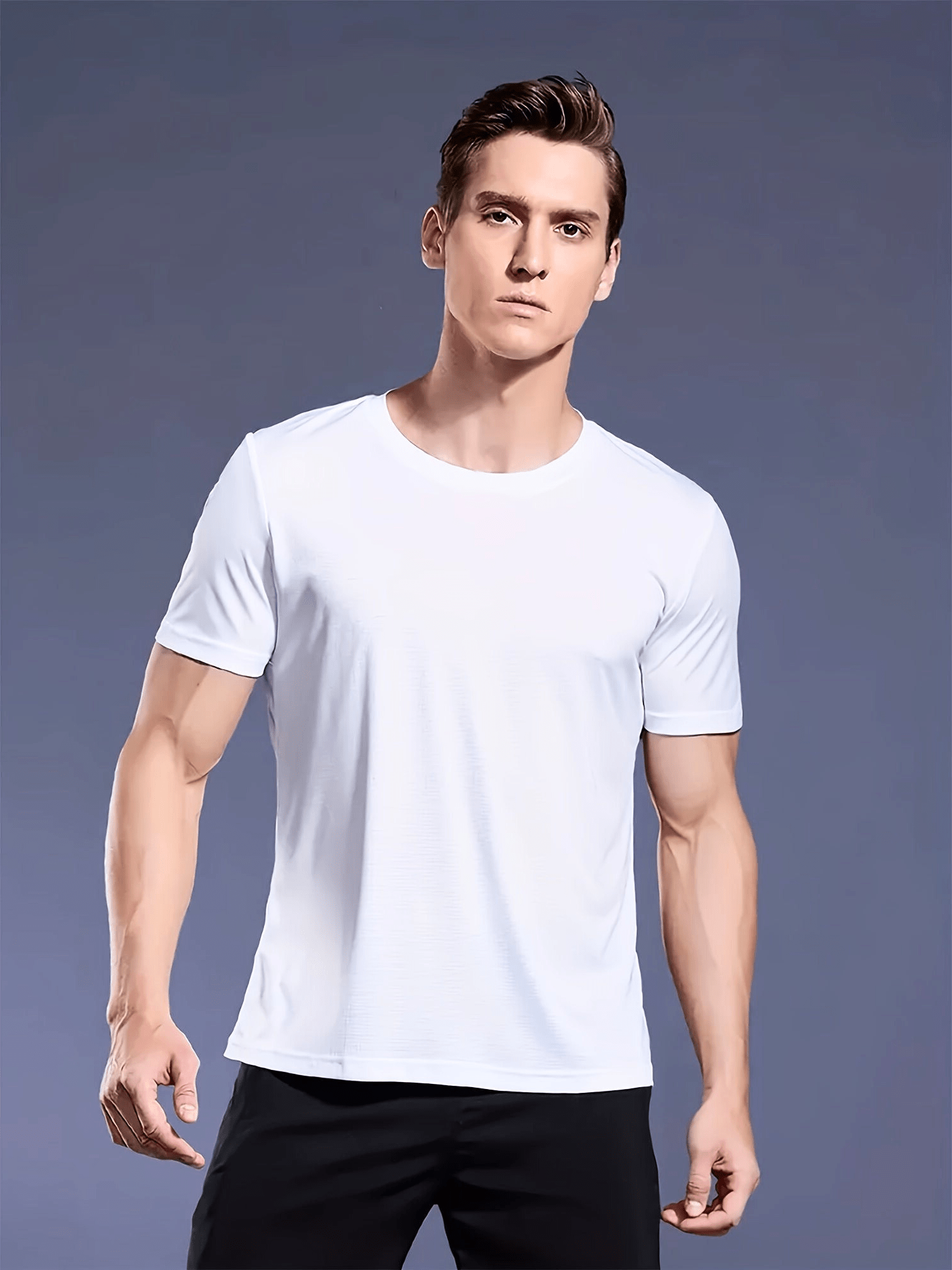 Men's t-shirt quick-dry casual wear - resilient short sleeve black top for active life