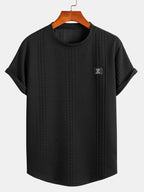 Men's jacquard t-shirt - contemporary casual attire with distinctive textured finish