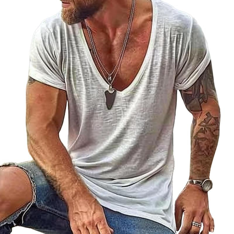 Men's casual t-shirt soft cotton v neck short sleeves - essential everyday wear for active gentlemen