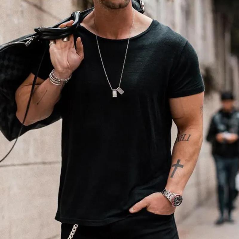Men's relaxed fit t-shirt lightweight slub cotton - casual short sleeve top for everyday wear