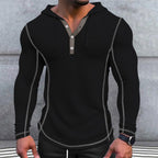 Men's waffle knit hoodie lightweight casual wear - long sleeve pullover for everyday relaxation