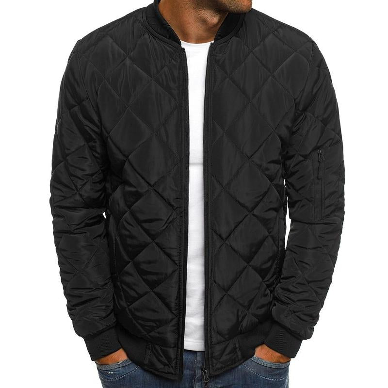 Men's quilted high collar thermal jacket - sleek insulated outerwear for casual wear