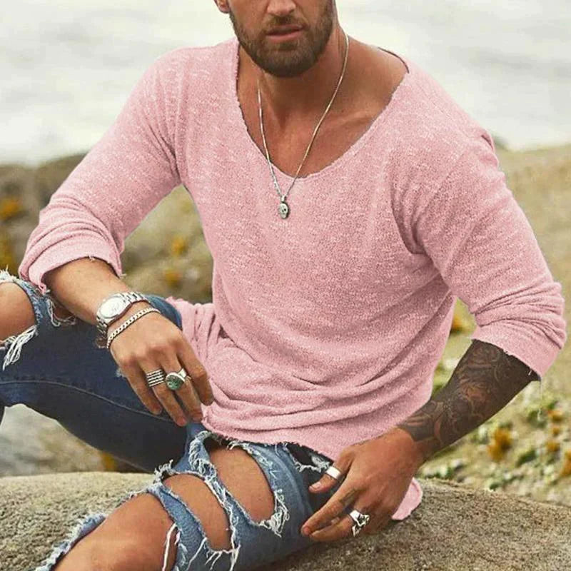 Men's relaxed fit long sleeve casual top for summer wear - lightweight tee for outdoor activities
