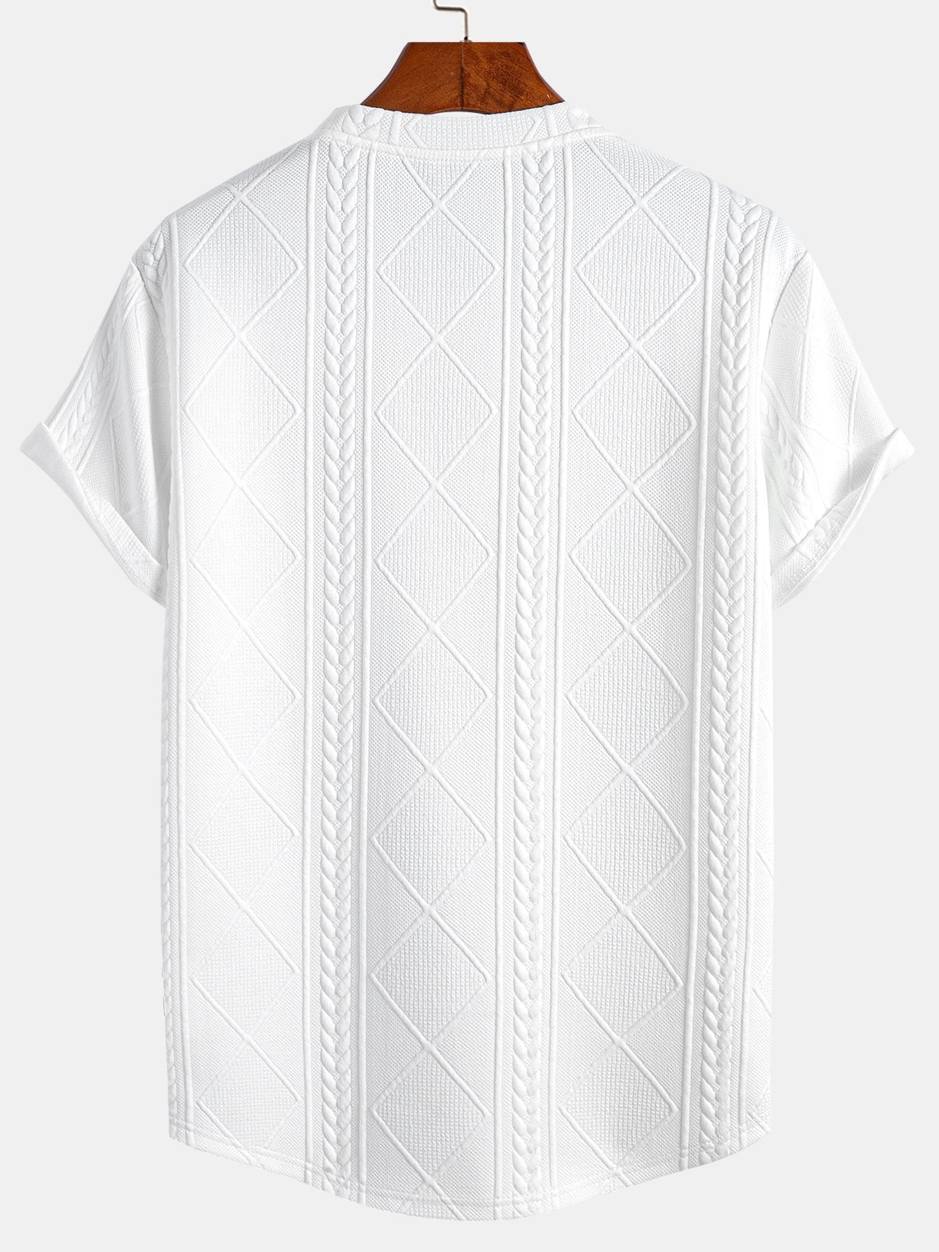 Men's jacquard t-shirt - contemporary casual attire with distinctive textured finish