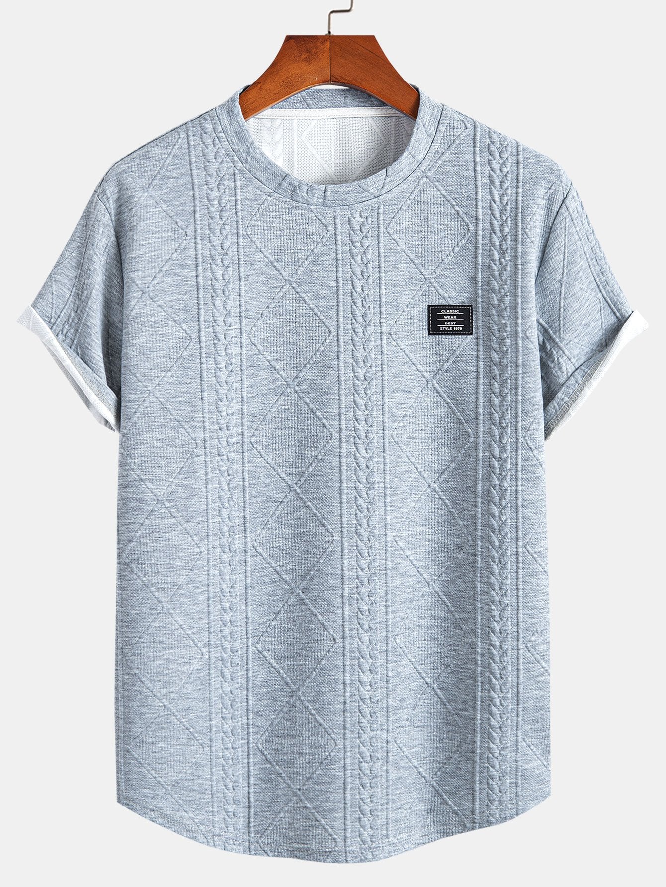 Men's jacquard t-shirt - contemporary casual attire with distinctive textured finish