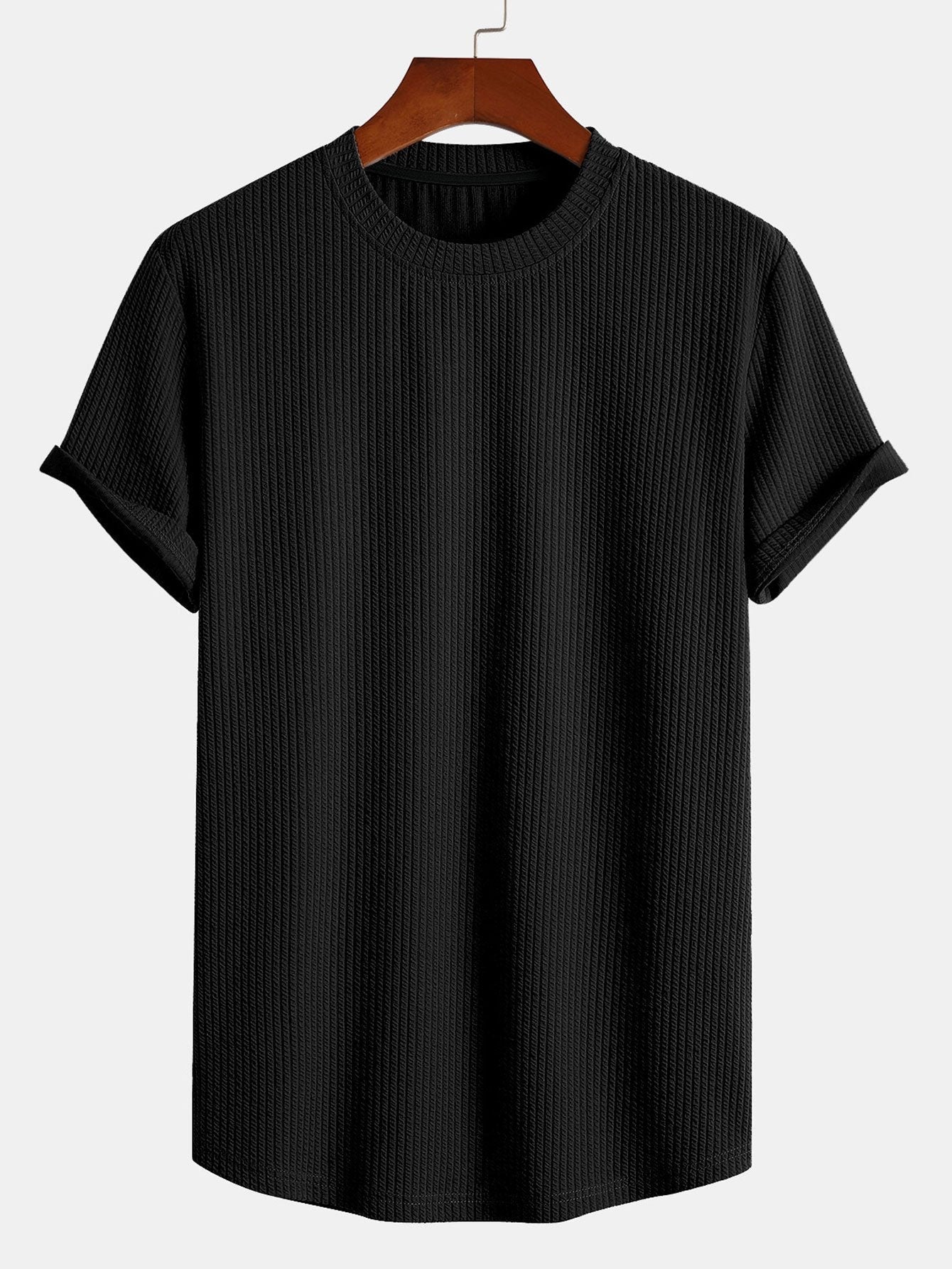 Men's muscle-fit ribbed t-shirt - lightweight casual wear for everyday style