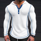Men's waffle knit hoodie lightweight casual wear - long sleeve pullover for everyday relaxation