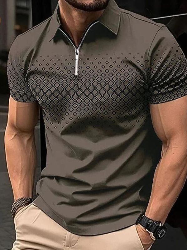 Zippered polo shirt - men's breathable casual attire
