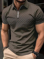 Zippered polo shirt - men's breathable casual attire