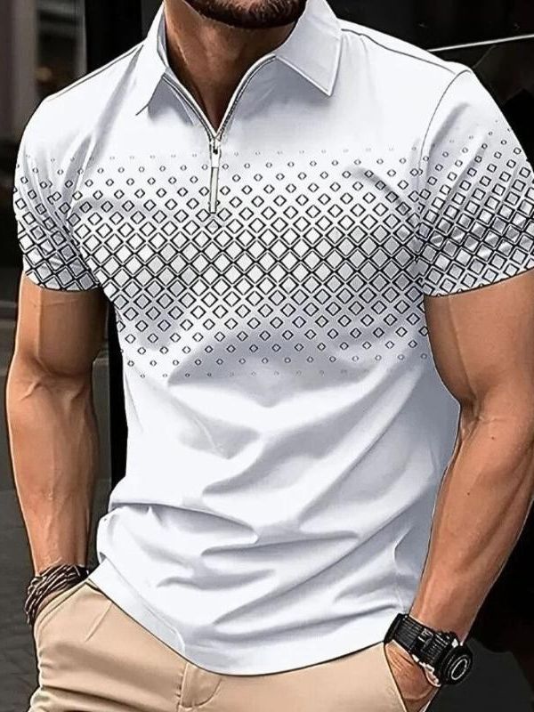 Zippered polo shirt - men's breathable casual attire