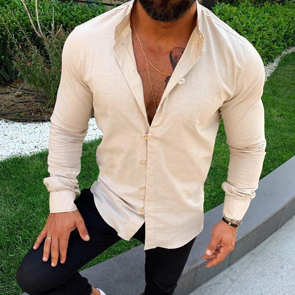 Linen long-sleeve shirt - stylish men’s casual shirt