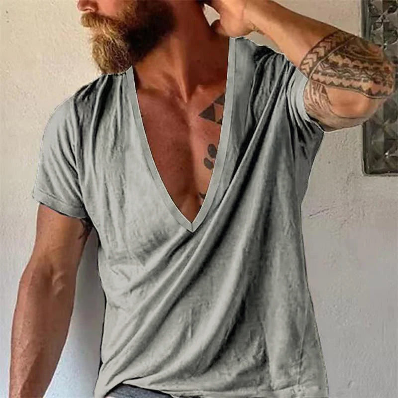Men's v-neck t-shirt - breathable cotton casual wear for everyday comfort