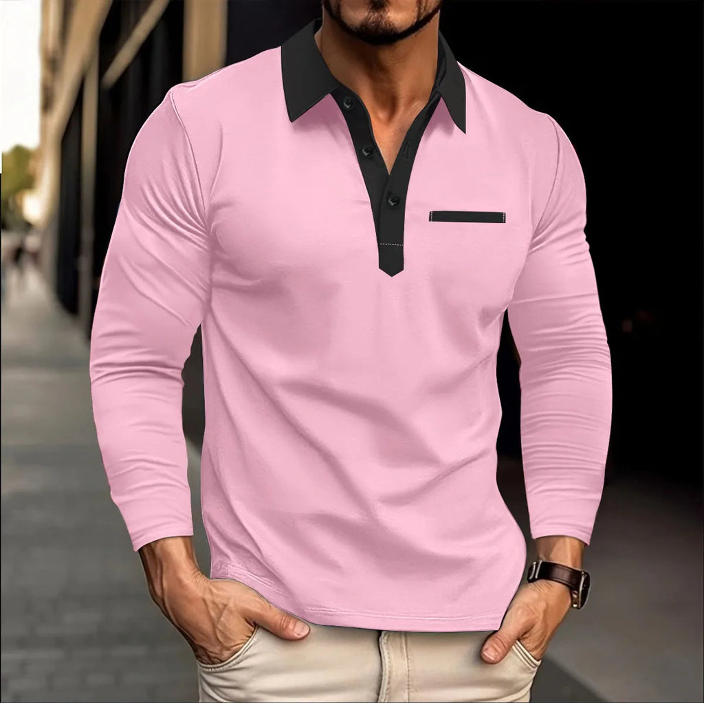 Men's long sleeve polo shirt lightweight top for casual wear - everyday essential for stylish comfort