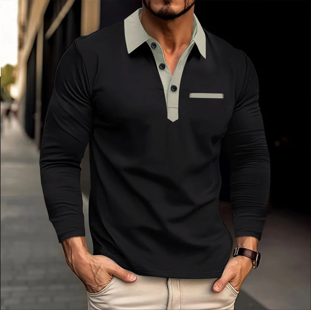 Men's long sleeve polo shirt lightweight top for casual wear - everyday essential for stylish comfort