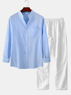 2-piece men's casual set - lightweight shirt and trousers for relaxed wear on various occasions