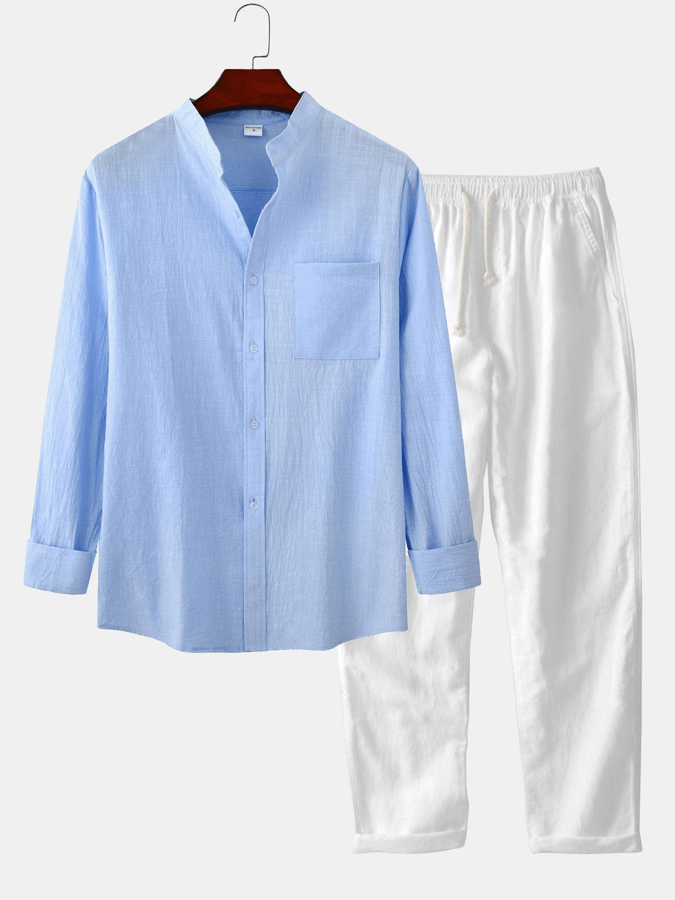2-piece men's casual set - lightweight shirt and trousers for relaxed wear on various occasions