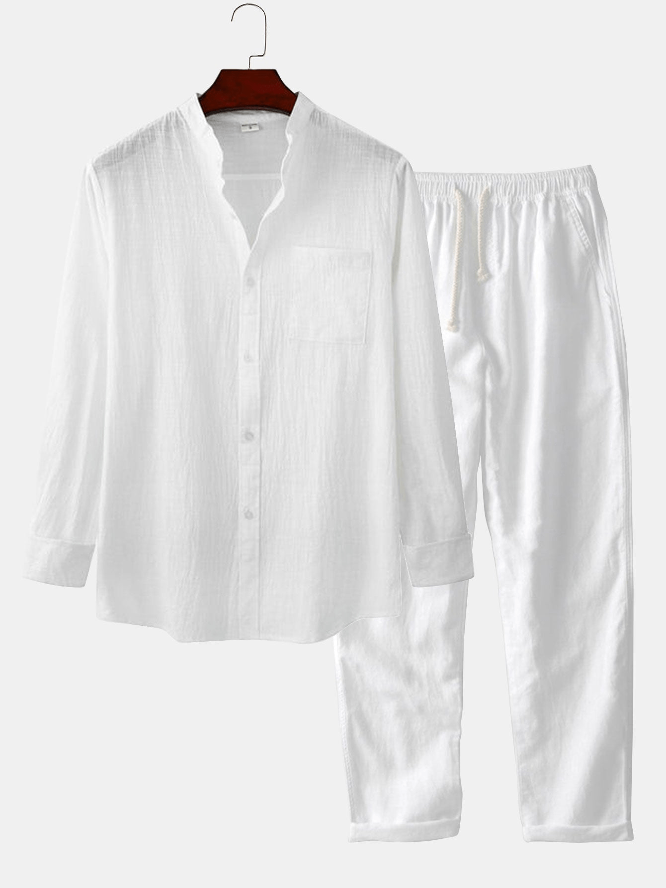 2-piece men's casual set - lightweight shirt and trousers for relaxed wear on various occasions