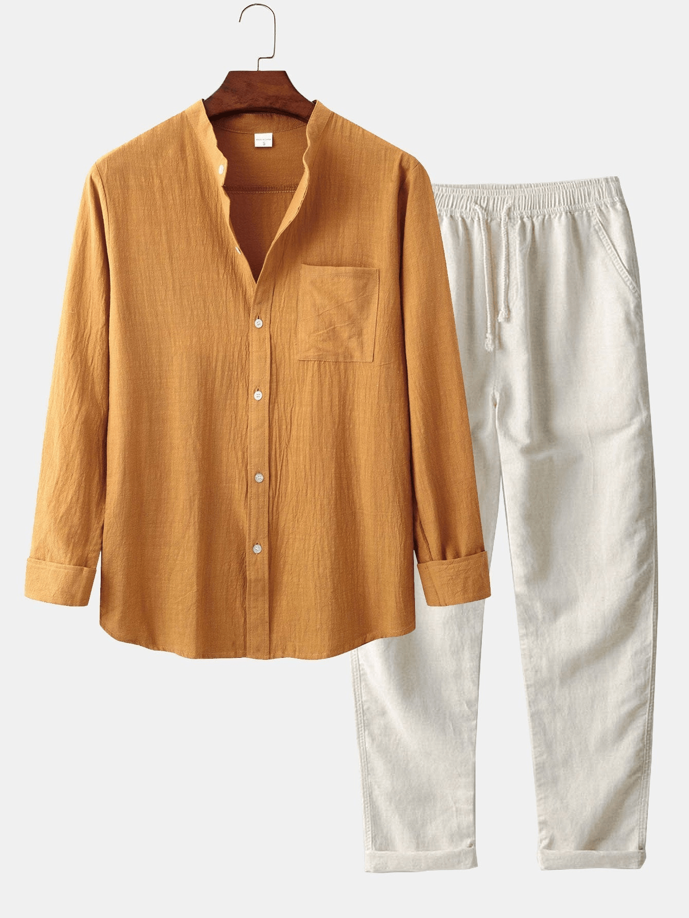 2-piece men's casual set - lightweight shirt and trousers for relaxed wear on various occasions