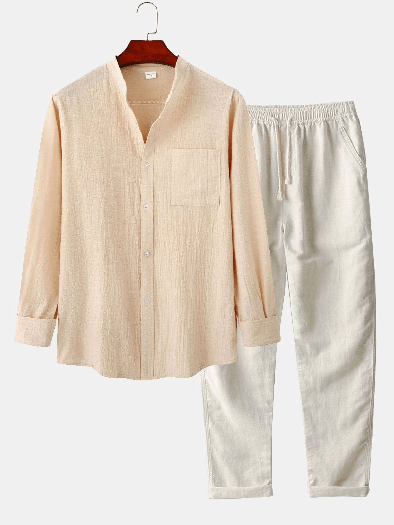 2-piece men's casual set - lightweight shirt and trousers for relaxed wear on various occasions
