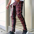 Men's slim fit checked trousers - trendy summer casual pants for daily wear