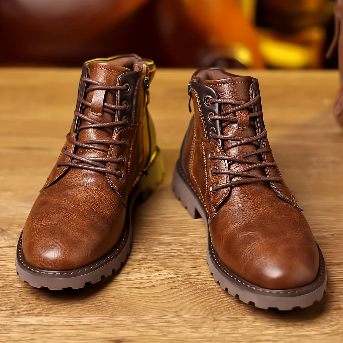 Men's leather boots - durable ankle footwear with zipper for casual outings - stylish everyday wear