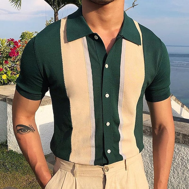 Knitted summer polo shirt - contemporary men's casual wear with a unique twist
