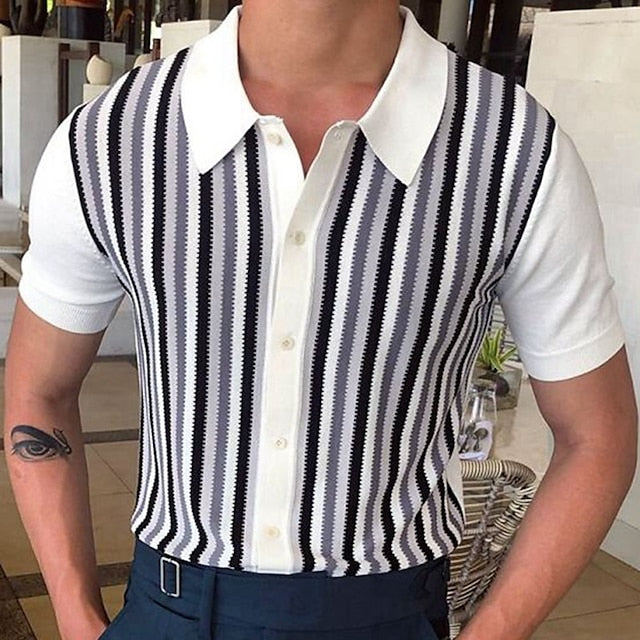 Knitted summer polo shirt - contemporary men's casual wear with a unique twist