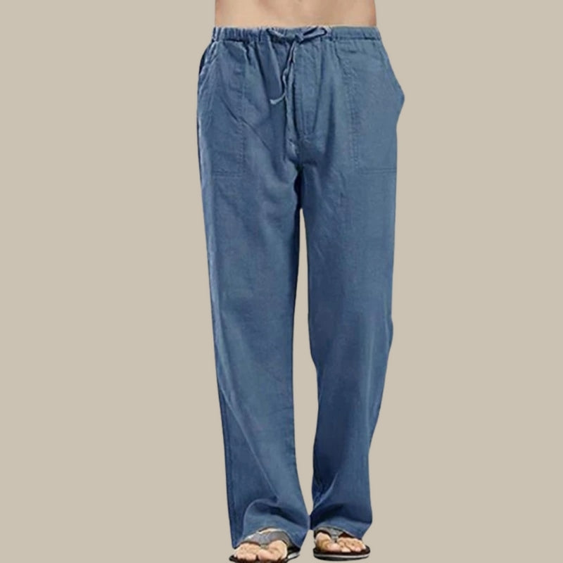 Men's linen trousers - relaxed fit casual summer bottoms for warm weather - breathable fabric, versatile style