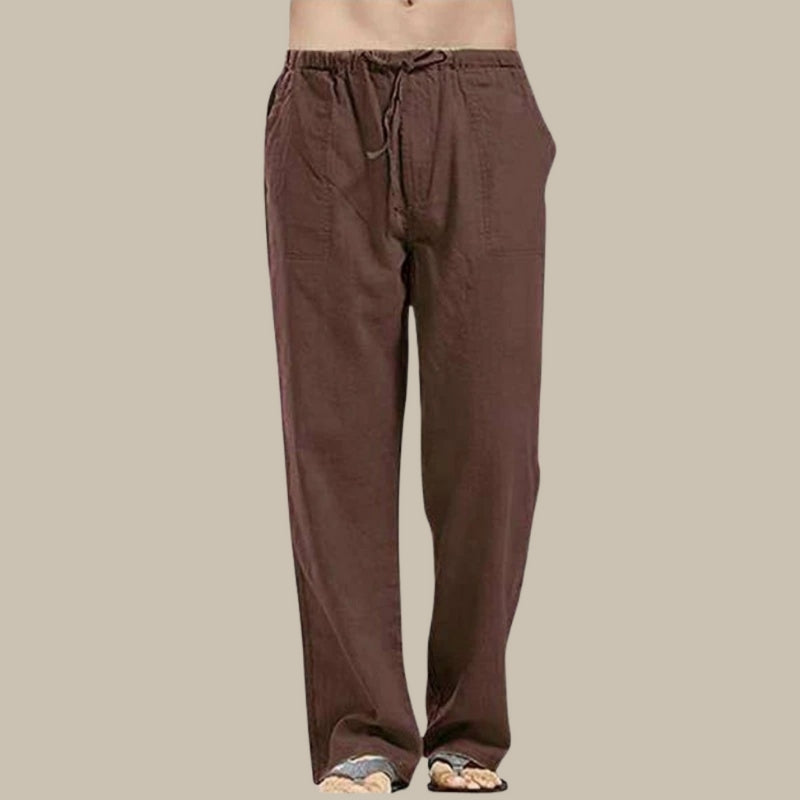 Men's linen trousers - relaxed fit casual summer bottoms for warm weather - breathable fabric, versatile style