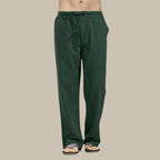 Men's linen trousers - relaxed fit casual summer bottoms for warm weather - breathable fabric, versatile style
