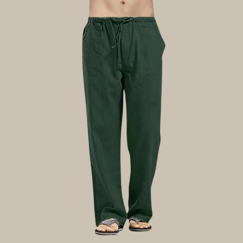 Men's linen trousers - relaxed fit casual summer bottoms for warm weather - breathable fabric, versatile style