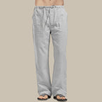 Men's linen trousers - relaxed fit casual summer bottoms for warm weather - breathable fabric, versatile style