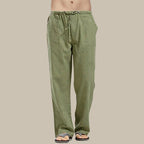 Men's linen trousers - relaxed fit casual summer bottoms for warm weather - breathable fabric, versatile style