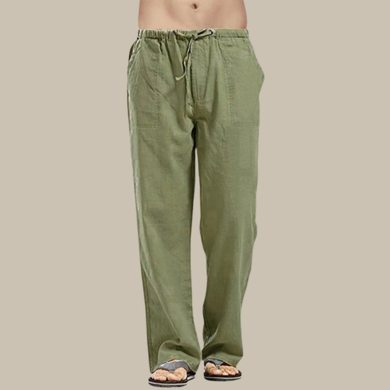 Men's linen trousers - relaxed fit casual summer bottoms for warm weather - breathable fabric, versatile style