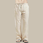 Men's linen trousers - relaxed fit casual summer bottoms for warm weather - breathable fabric, versatile style