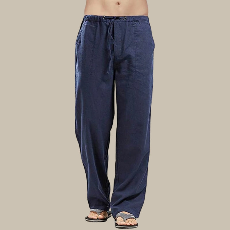 Men's linen trousers - relaxed fit casual summer bottoms for warm weather - breathable fabric, versatile style