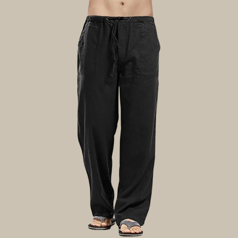 Men's linen trousers - relaxed fit casual summer bottoms for warm weather - breathable fabric, versatile style