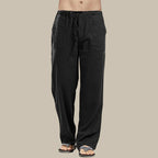 Men's linen trousers - relaxed fit casual summer bottoms for warm weather - breathable fabric, versatile style