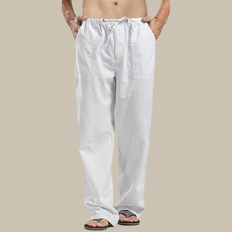 Men's linen trousers - relaxed fit casual summer bottoms for warm weather - breathable fabric, versatile style