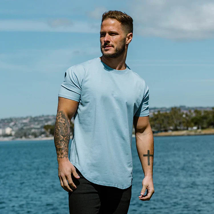Sky blue men's slim fit t-shirt - versatile everyday attire